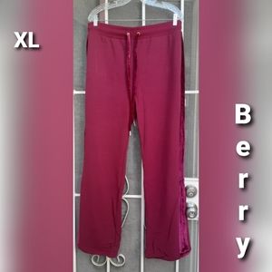 Bebe Sport Berry Sweatpants with Velour stripe